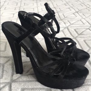 Black Faux Suede Heel